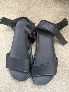 SHEIN Black Women's Two-Strap Ankle Sandals